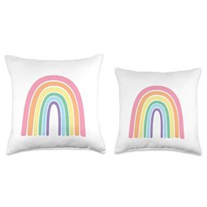 Candy Moon Design Rainbow Pastel Kawaii Cute Aesthetic White Throw Pillow, 16x16, Multicolor