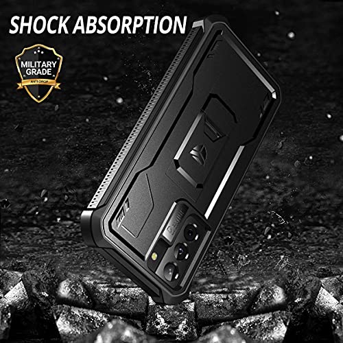 Dexnor for Samsung Galaxy S21 Case, [Built in Screen Protector and Kickstand] Heavy Duty Military Grade Protection Shockproof Protective Cover for Samsung Galaxy S21 5G, 6.2 inch Black