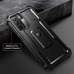 Dexnor for Samsung Galaxy S21 Case, [Built in Screen Protector and Kickstand] Heavy Duty Military Grade Protection Shockproof Protective Cover for Samsung Galaxy S21 5G, 6.2 inch Black