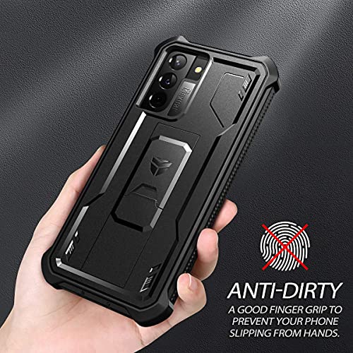 Dexnor for Samsung Galaxy S21 Case, [Built in Screen Protector and Kickstand] Heavy Duty Military Grade Protection Shockproof Protective Cover for Samsung Galaxy S21 5G, 6.2 inch Black