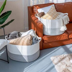 indressme xxx large rope basket (set of 2)-woven pillow, blanket basket laundry basket