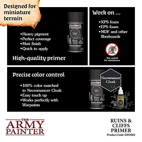 The Army Painter GameMaster - Terrain Primer: Ruins & Cliffs (10 Ounce) - Matte Spray Paint Primer for Dungeon Dragon Terrains & Tiles, and Filler Primer for Tabletop Roleplaying Wargaming Scenery