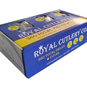 ROYAL CUTLERY CO. Disposable Cutlery set, Color: Clear, 360 Pieces, Heavy Duty Plastic Utensil Set, 180 Forks, 120 Spoons, 60 Knives.