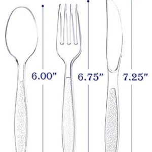 ROYAL CUTLERY CO. Disposable Cutlery set, Color: Clear, 360 Pieces, Heavy Duty Plastic Utensil Set, 180 Forks, 120 Spoons, 60 Knives.