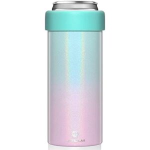 jivililm stainless steel insulated cooler for 12oz slim cans | skinny can drinks holder for hard seltzer, beer, soda, and energy drinks (dream hubble-bubble)