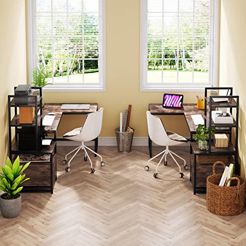 Tribesigns L-Shaped Desk with File Drawer, Reversible Corner Computer Desk with 3-Tier Storage Shelves, 85.4 inches Office Desk Computer Table Workstation for Home Office