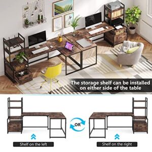 Tribesigns L-Shaped Desk with File Drawer, Reversible Corner Computer Desk with 3-Tier Storage Shelves, 85.4 inches Office Desk Computer Table Workstation for Home Office