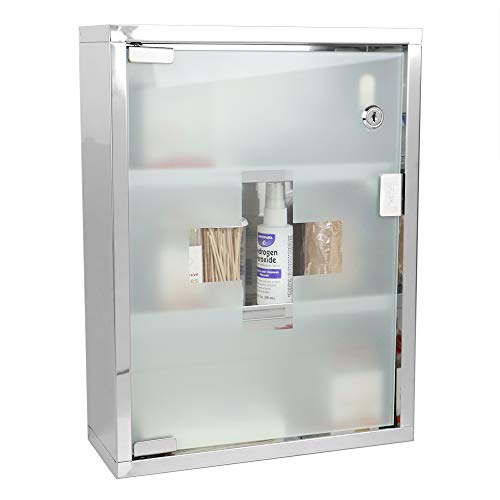 Home Basics MC35180 Medicine Cabinet, 12'' x 16'' x 4.75'' (35 x 40.6 x 12 cm), Silver