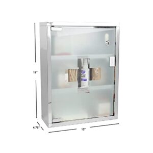 Home Basics MC35180 Medicine Cabinet, 12'' x 16'' x 4.75'' (35 x 40.6 x 12 cm), Silver