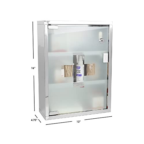 Home Basics MC35180 Medicine Cabinet, 12'' x 16'' x 4.75'' (35 x 40.6 x 12 cm), Silver