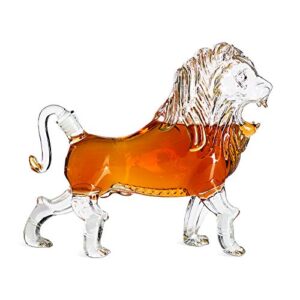 lion animal whiskey and wine decanter the wine savant - beautiful profile of a lion 500ml - whiskey, wine scotch or liquor decanter