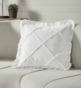 kathryn throw pillow cover, 20" x 20", soft white linen-look textured fabric w/ diamond shape micro ruffles, vintage farmhouse, country cottage décor