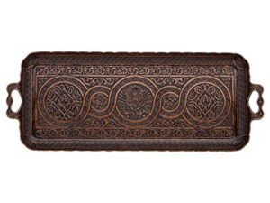 turkish ottoman coffee tea beverage serving rectangle tray (small tray) (13 inc*5.5 inc) (copper)
