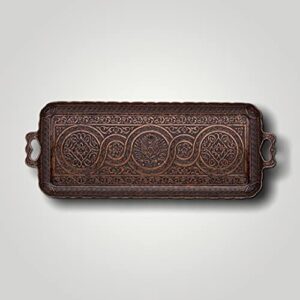 Turkish Ottoman Coffee Tea Beverage Serving Rectangle Tray (Small Tray) (13 INC*5.5 INC) (Copper)