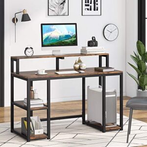 tribesigns computer desk with storage shelves, industrial writing desk, pc desk table study workstation for home office