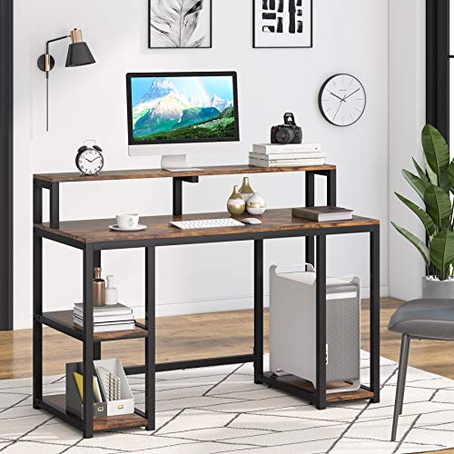 Tribesigns Computer Desk with Storage Shelves, Industrial Writing Desk, PC Desk Table Study Workstation for Home Office