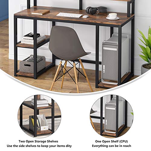 Tribesigns Computer Desk with Storage Shelves, Industrial Writing Desk, PC Desk Table Study Workstation for Home Office