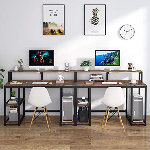 Tribesigns Computer Desk with Storage Shelves, Industrial Writing Desk, PC Desk Table Study Workstation for Home Office