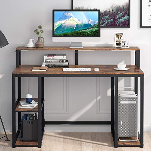 Tribesigns Computer Desk with Storage Shelves, Industrial Writing Desk, PC Desk Table Study Workstation for Home Office