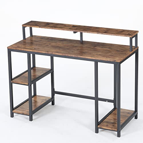 Tribesigns Computer Desk with Storage Shelves, Industrial Writing Desk, PC Desk Table Study Workstation for Home Office