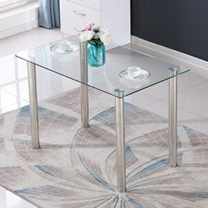 cosvalve tempered glass dining table,table with rust resistant legs,for kitchen dining room restaurant coffee shop domestic 28in x 43in(clear dining table)