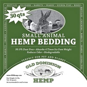 Old Dominion Hemp Small Animal Hemp Bedding, Low Du, Expands to 30 quarts, Reduces Odors, Chicken Bedding, Rabbit Bedding, Reptile Bedding, Hamer Bedding, Gerbil Bedding, Rat & Mice Bedding