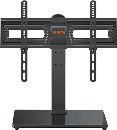 Universal Swivel TV Stand Base, Table Top TV Stand for Most 37-70 inch LCD LED Flat Screen TVs, Height Adjustable TV Mount Stand with Tempered Glass Base, VESA 600x400mm, Holds up to 88 lbs. ELIVED