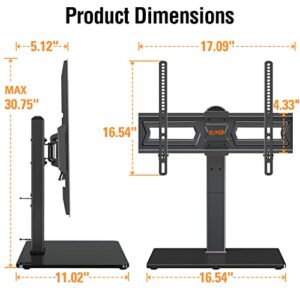 Universal Swivel TV Stand Base, Table Top TV Stand for Most 37-70 inch LCD LED Flat Screen TVs, Height Adjustable TV Mount Stand with Tempered Glass Base, VESA 600x400mm, Holds up to 88 lbs. ELIVED