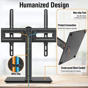 Universal Swivel TV Stand Base, Table Top TV Stand for Most 37-70 inch LCD LED Flat Screen TVs, Height Adjustable TV Mount Stand with Tempered Glass Base, VESA 600x400mm, Holds up to 88 lbs. ELIVED