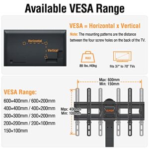 Universal Swivel TV Stand Base, Table Top TV Stand for Most 37-70 inch LCD LED Flat Screen TVs, Height Adjustable TV Mount Stand with Tempered Glass Base, VESA 600x400mm, Holds up to 88 lbs. ELIVED