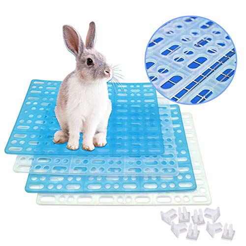 Rabbit Feet Pad,Hole Leak Water Design for Plastic Bunny Feet Pad Playpen Feet Mats Plastic Rabbit Cage Mat for Rabbit Guinea Pig Hamster Chinchilla Ferret(4 Pcs)