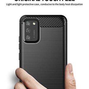 yuanming Samsung A02S Case,Galaxy A02S Case,with HD Screen Protector, Shock-Absorption Flexible TPU Bumper Cove Soft Rubber Protective Case for Samsung Galaxy A02S (Black Brushed TPU)