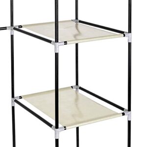 Portable Closet Clothing Wardrobe 5-Layer Nonwoven Wardrobe Double Bar Storage