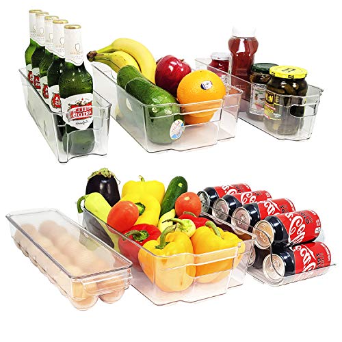 6-Pieces Organizer Bins for Refrigerator, Freezer, Drawer and Pantry BPA-Free