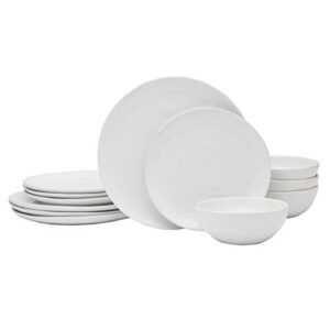 everyday white by fitz and floyd organic 12 piece dinnerware set, service for 4