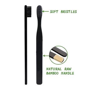 N-amboo Bamboo Toothbrush Soft Bristles Manual Toothbrush Adult Toothbrush Pack of 4 Painted Black