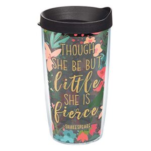 tervis though she be but little she is fierce made in usa double walled insulated tumbler, 16 oz, clear