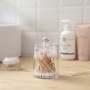 1 Piece Makeup Organizer Round Clear Acrylic Makeup Organizer Cotton Swab Jar Cotton Swab Ball Pad Holder Dispenser Makeup Cosmetic Storage Organizer Box, Transparent