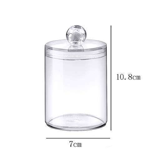 1 Piece Makeup Organizer Round Clear Acrylic Makeup Organizer Cotton Swab Jar Cotton Swab Ball Pad Holder Dispenser Makeup Cosmetic Storage Organizer Box, Transparent