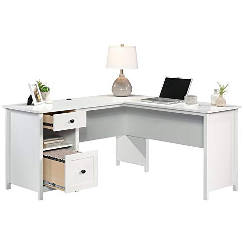 Sauder County Line Wooden L Shaped Computer Desk in Soft White