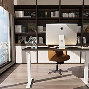 ALFA FURNISHING Advanced 55x28 Inches Standing Desk for Home Office, Dual Motor Electric Adjustable Height Desk, Sit Stand Desk with 4 Pre-Set Memory (55x28, Walnut Top + White Frame Dual Motor)