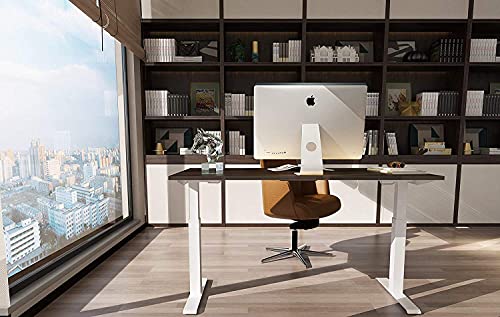 ALFA FURNISHING Advanced 55x28 Inches Standing Desk for Home Office, Dual Motor Electric Adjustable Height Desk, Sit Stand Desk with 4 Pre-Set Memory (55x28, Walnut Top + White Frame Dual Motor)