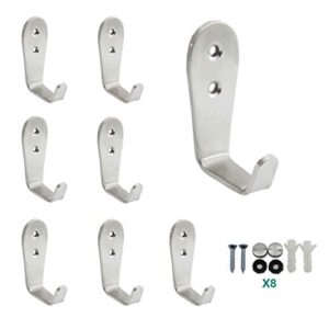 ulifestar stainless steel coat hooks, heavy duty metal hooks for hanging towels keys hats,kitchen bathroom wall mounted hanger hooks indoor and outdoor hooks with installation screws 8 pack