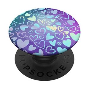 rainbow modern hearts teal purple polygon popsockets swappable popgrip