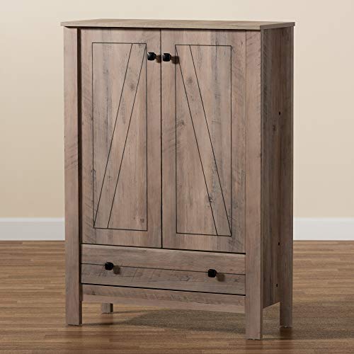 Baxton Studio Derek Shoe Cabinets, One Size, Natural Oak