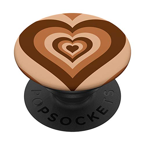 Love Heart Coffee Latte Brown Pattern Valentines Cutesy Gift PopSockets PopGrip: Swappable Grip for Phones & Tablets