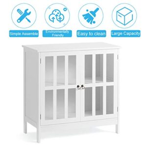 EROMMY Wooden Storage Cabinet,Sideboard Console,Buffet Cabinet with Doors Entryway Kitchen Dining Console Living Room, White (White)