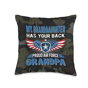 tcorner proud us air force family my granddaughter has your back proud air force grandpa gift throw pillow, 16x16, multicolor