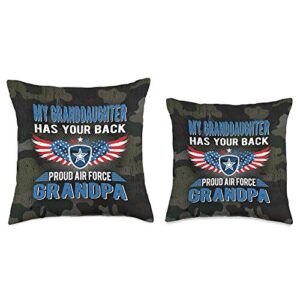 TCorner Proud US Air Force Family My Granddaughter Has Your Back Proud Air Force Grandpa Gift Throw Pillow, 16x16, Multicolor
