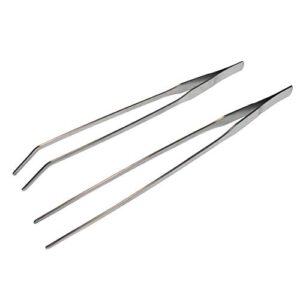 Longjet Feeding Tongs, 2 Pcs 10.6 Inch Stainless Steel Long Tweezers Forceps, for Reptile Lizards, Gecko, Bearded Dragon, Snake, Turtle Feeder and Aquarium Aquatic Plant Bonsai Starter Tools